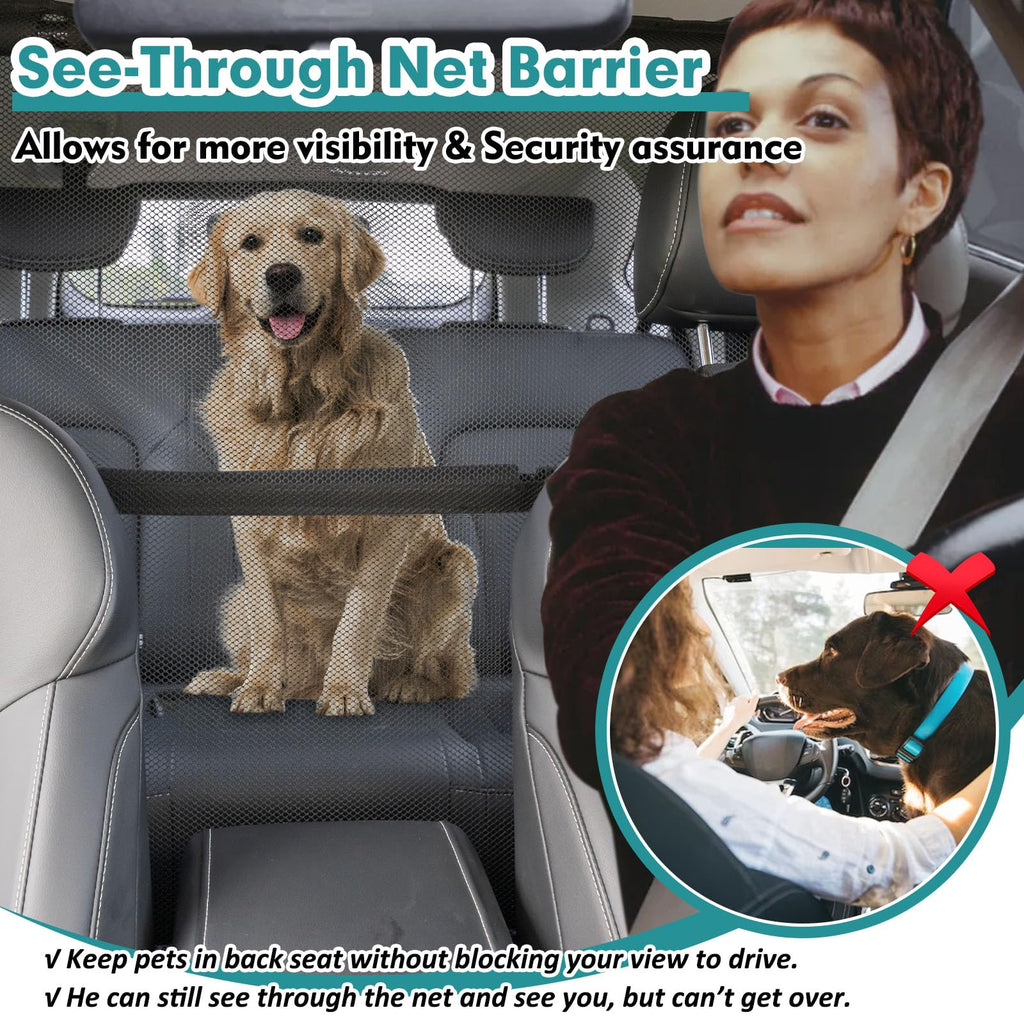 Dog Car Barrier with Mesh Divider for Vehicle Travel Safety