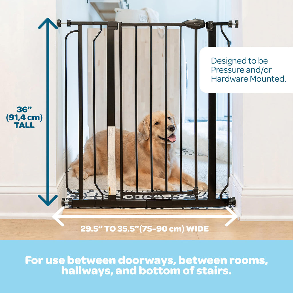 Extra Wide Metal Pet Safety Gate with Small Pet Door