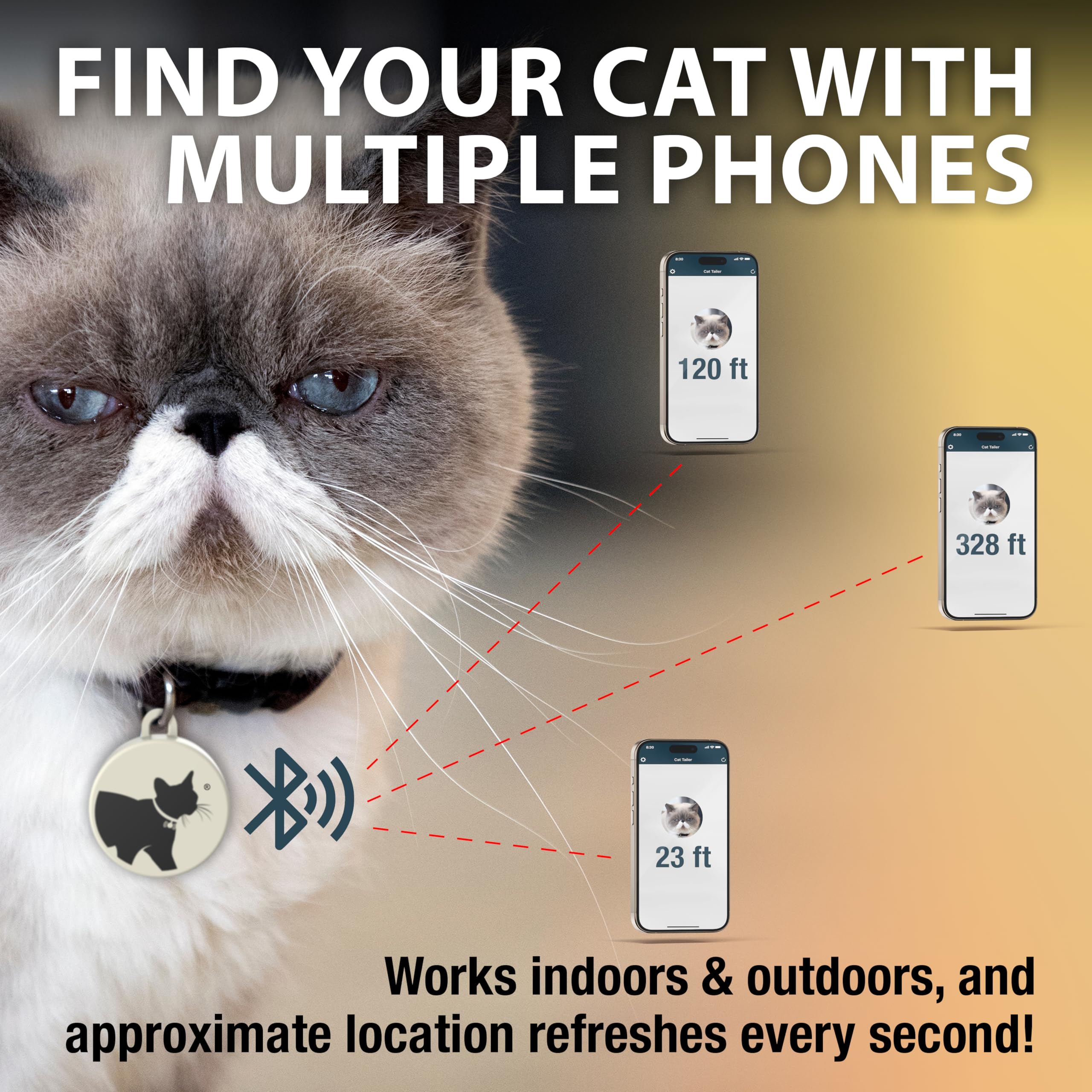 Waterproof Bluetooth Pet Tracker with Lightweight Collar Attachment