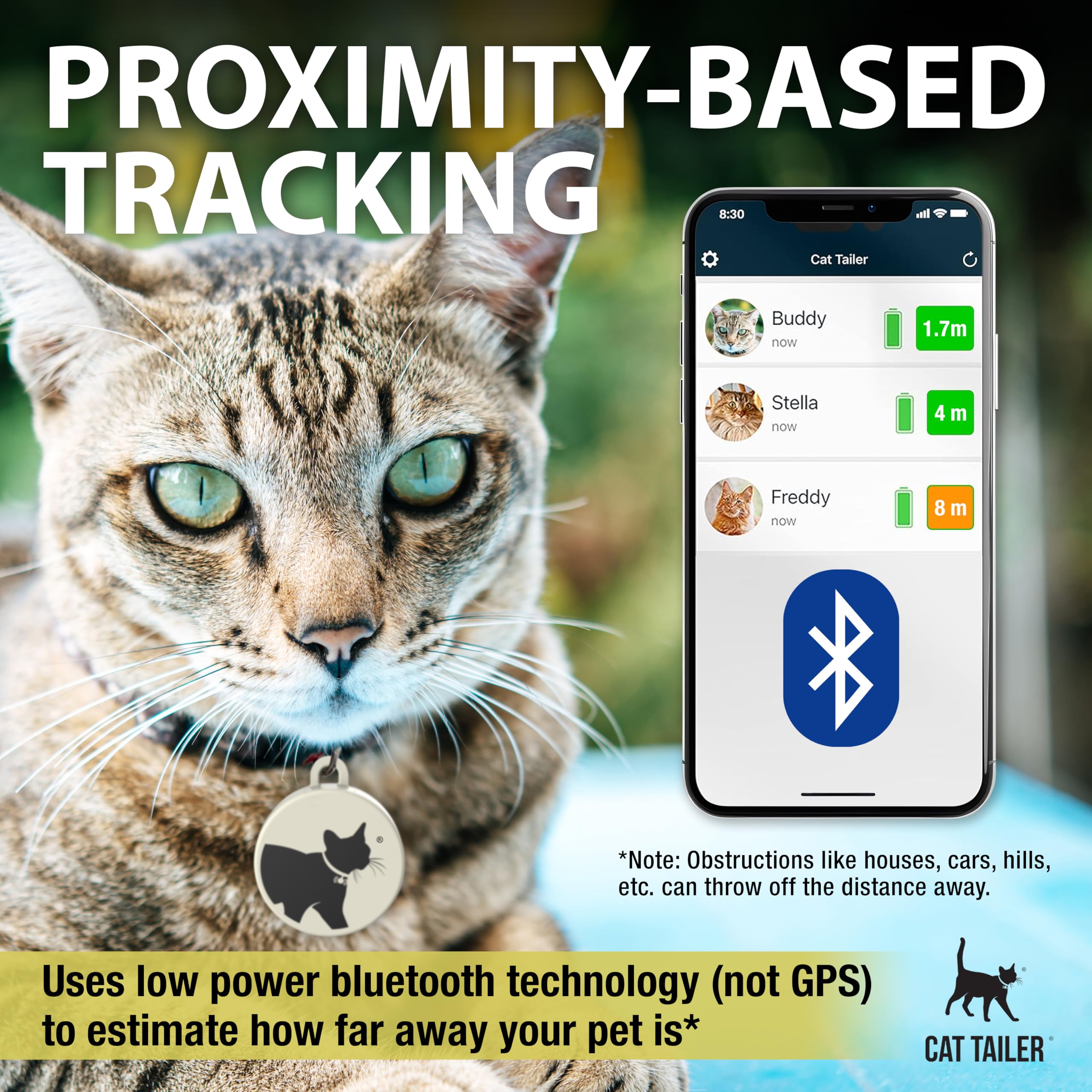 Waterproof Bluetooth Pet Tracker with Lightweight Collar Attachment